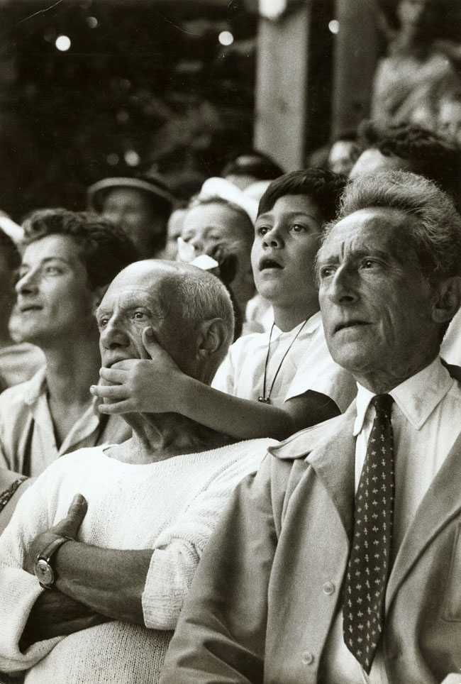 Brian Brake - Pablo Picasso, Son Claude and Jean Cocteau at a Bullfight, Vallauris, France
