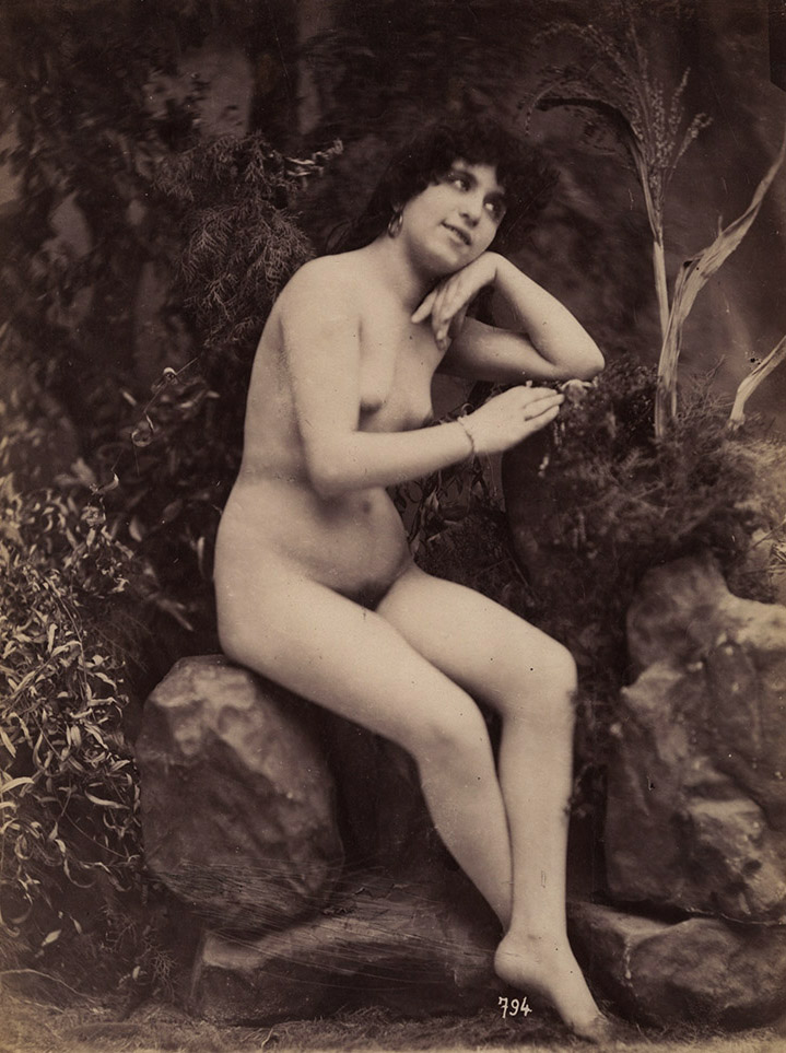 Gaudenzio or Guglielmo Marconi - Nude Seated on Studio Rocks