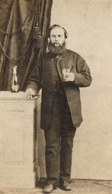 Fr. Fouckhardt - Man Standing with Bottle of Champagne, Glass and Cigar