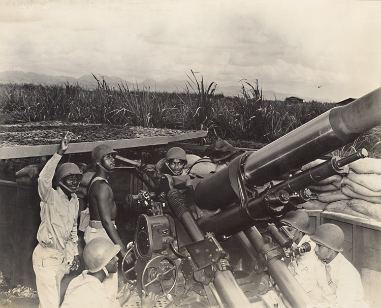 U.S. Army Signal Corps - Black Soldiers with Heavy Machine Gun, Guam