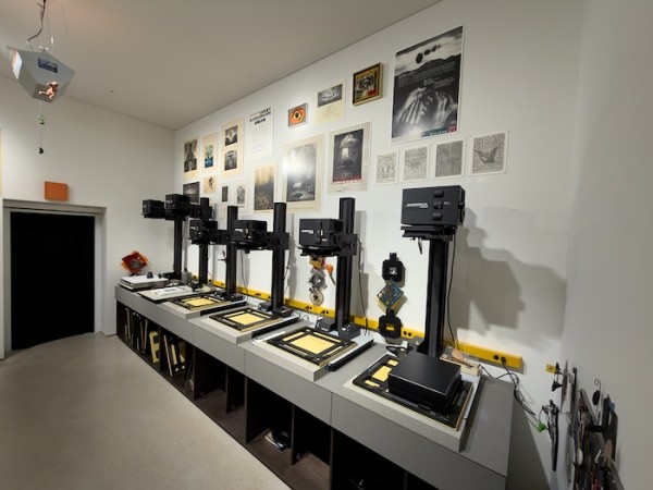 At the center of the Memorial Hall is a meticulous reconstruction of Uelsmann's Gainesville studio and darkroom. His six enlargers, darkroom equipment, books, artwork, and many of the wonderfully strange objects that filled his working spaces have been installed there. (Photo courtesy of Maggie Taylor)
