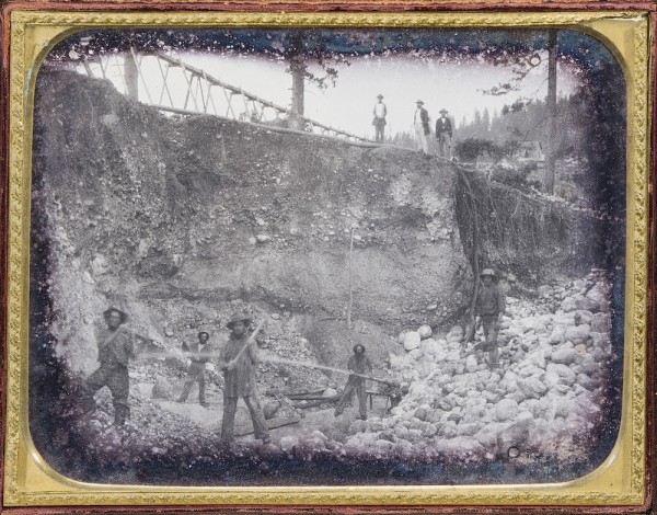 Unknown Photographer: Use of Hydraulics at a California Gold Mine, c. 1851, half-plate daguerreotype, cased ($12,000–$18,000) sold over estimate for $44,100 and took second place at Christie’s.